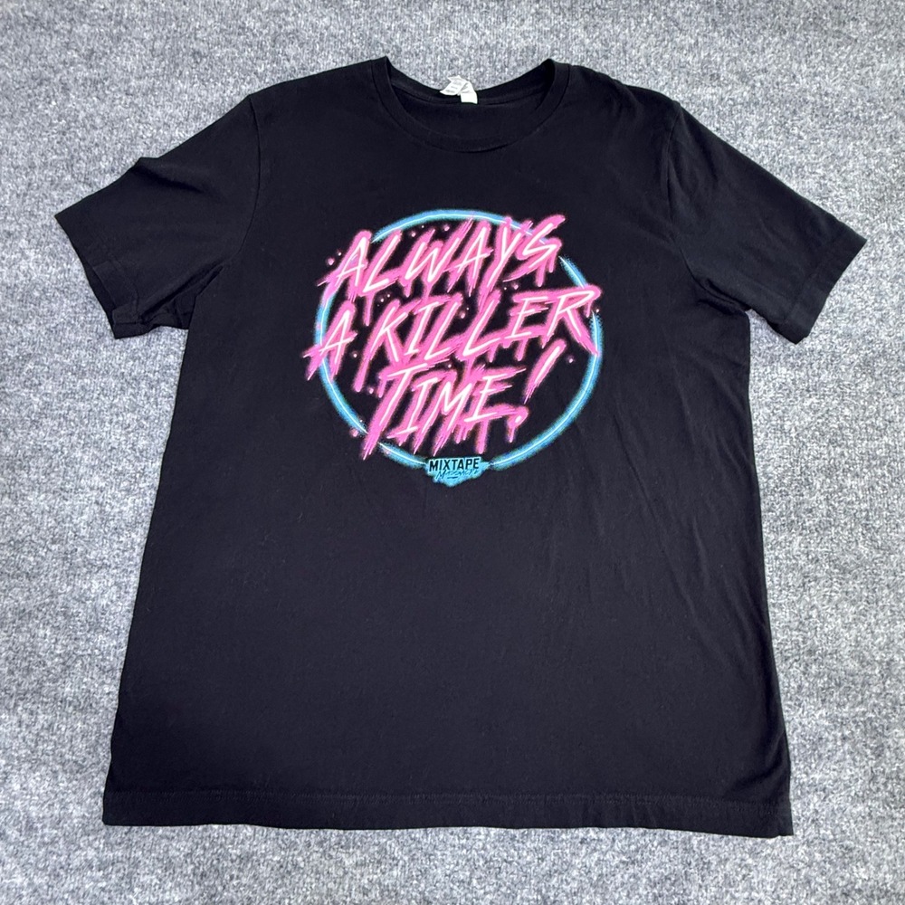 Mixtape Massacre Always A Killer Time Graphic T-Shirt Black XL Bella Canvas